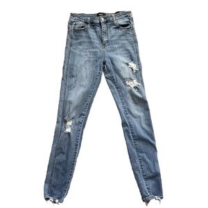 Vervet Womens Jeans mid rise distressed skinny jeans Charcoal Size 29